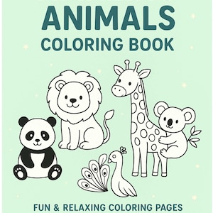 Amazing Animals Coloring Book – 20 Pages Printable PDF for Kids & Adults