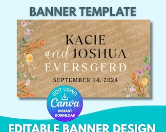 Wildflower Engagement Wedding Template | Floral, Brown Paper, Editable Canva