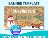 Christmas Birthday Template | Snowman, Presents, Brown Paper, Editable Canva