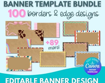 100 Banner Border Templates – Editable Canva Design Bundle