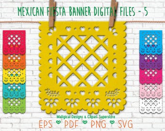 Mexican Fiesta Papel Picado Banner: Día de los Muertos & Cinco de Mayo (Digital Files)