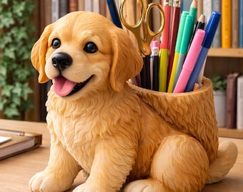 Golden Retriever Desktop Pen Holder (stl file)