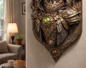 Owl-themed steampunk bust (dijital stl file)