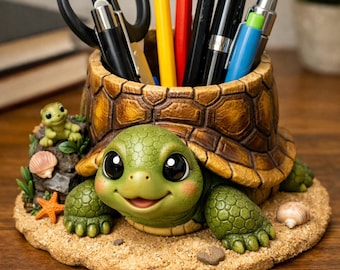 Turtle Pencil Holder (STL File) – 3D Printed Desk Organizer