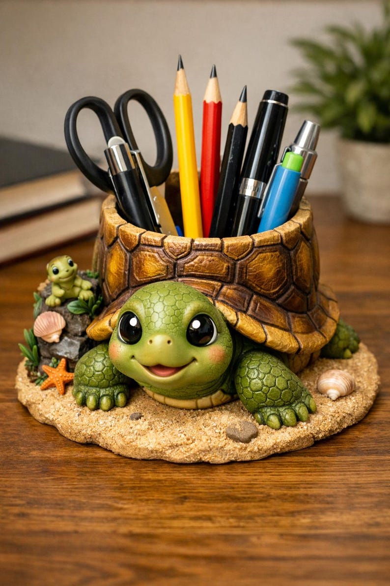 Turtle Pencil Holder (STL File) – 3D Printed Desk Organizer - Etsy Canada