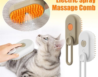 3-in-1 Steam Pet Grooming Brush: Electric Spray Massage Comb for Cats Dogs Shedding Control