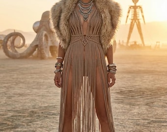 Handmade Boho Macrame Dress – Flowy, Lightweight & Artisanal Design