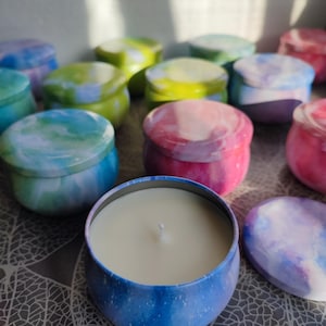Soy Wax | Candle for Gift | Scented Candle in Tin | Colorful Travel Candle | Handmade Soy Wax Gift | Aromatherapy Candle
