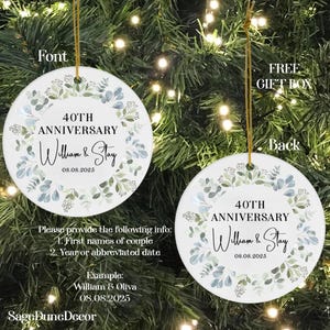 40th Anniversary Gift for Parents, 40th Anniversary Gifts, Personalized Anniversary Ornament, 40th Wedding Gift, 40 Year Anniversary