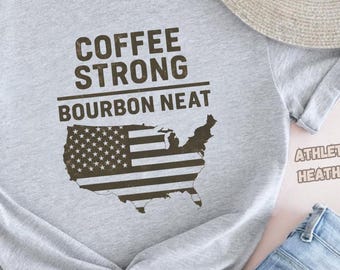 Kaffee starkes Bourbon Ordentliches Hemd, lustiges Bourbon-Hemd für Whisky-Liebhaber, Bourbon-Geschenk für ihn, Vaterländisches Whisky-T-Stück