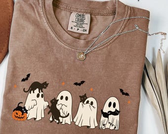Comfort Colors Black Cat Ghost-shirt - Halloween-T-shirt