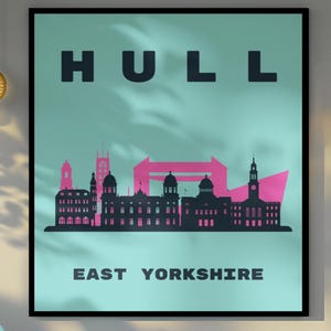 Hull Skyline Print | Digital Wall Art | Cityscape Silhouette | Instant Download Art | Kingston Upon Hull | Hull Modern Skyline Print | Decor
