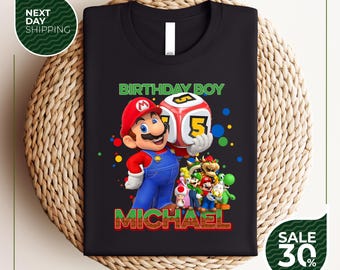 Custom Mario Birthday Shirt | Mario Shirt For Kids | Mario Birthday Shirt | Mario Birthday Party | Super Mario Birthday Shirt | Mario Tee