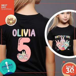 Custom Labubu Birthday Girl Shirt | Personalized Labubu Birthday Gift | Custom Birthday Shirt | Cute Birthday T-Shirt | Birthday Girl Tee