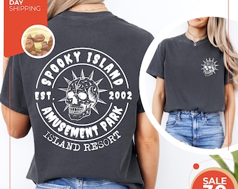 Comfort Colors® Spooky Island Shirt | Halloween Skull Tee | Vintage Horror T-Shirt | Amusement Park shirt | | Halloween Shirt  | Skull shirt