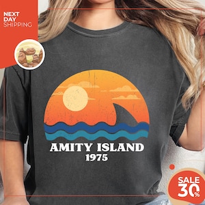 Comfort Colors® Jaws Amity 1975 Shirt | Amity Island Shirt | Jaws Shirt | Funny Movie Shirt | Amity Island Movie Shirt | Great White Shark