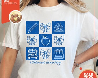 Comfort Colors® Custom Elementary School Tee | Personalized School Colors Teacher Shirt | Back to School | Spirit Day | First Day of School