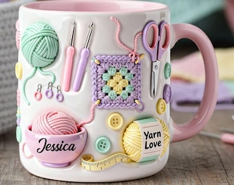 Love Crocheting - Gepersonaliseerde mok met accent voor haken
