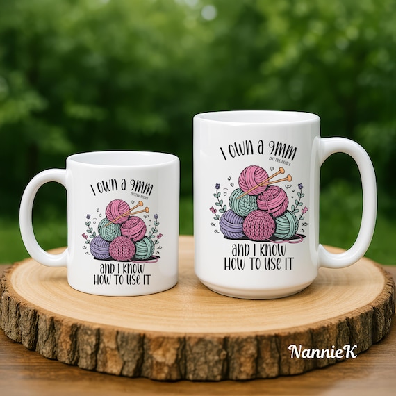 Knitting Ceramic Mug in 11 oz and 15 oz, Knitting Coffee Cup Gift of Knitters