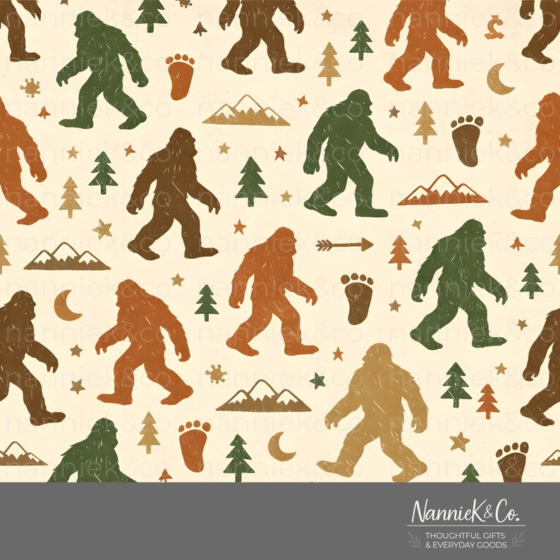 Bigfoot Sasquatch Cryptid Digital Paper Pack | 8 Seamless Patterns ...