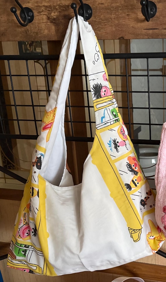 Upcycled Vintage Sesame Street Large Hobo Bag