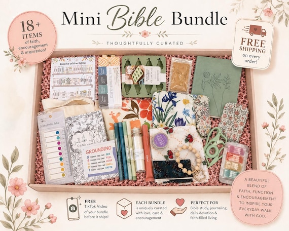 Mini Bible Mystery Box | Christian Gift Bundle | Faith Journaling Kit, Bible Study Accessories & Curated Surprise Box