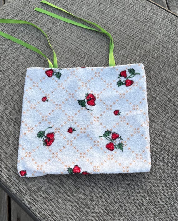 Upcycled Strawberry Terry Cloth Pouch