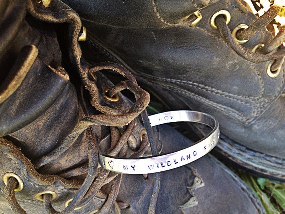 The original I Love My Wildland Firefighter Cuff Bracelet- Firefighter Jewelry-Support Jewelry -Handstamped Bracelet- Hotshot Jewelry
