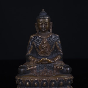 Tibetan Buddhism Lord Amitabha Buddha Opakme Copper Oxide Statue Sculpture Figure Nepal free