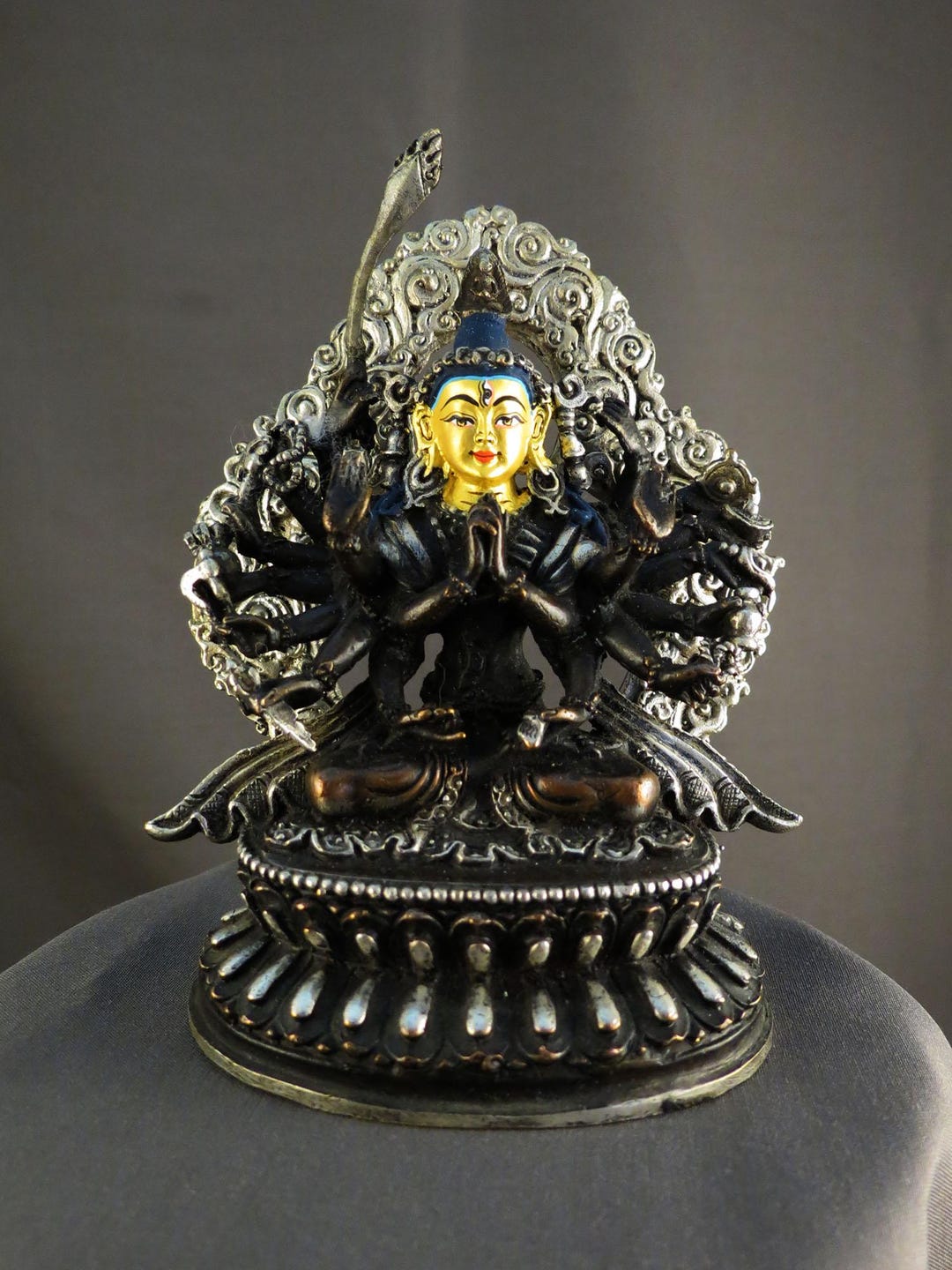 Hand-painted Gold Face Chandi Dakini Statue: Tibetan Buddhism Copper ...