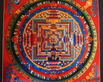 Kalachakra Mandala Thangka Painting, Tibetan Buddhism Art (90cm)
