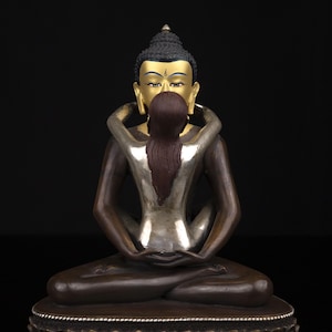 Hand-Painted Samanta Bhadra Buddha Statue: Tibetan Copper Sculpture