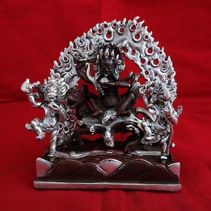Tibetan Buddhism Goddess Palden Lhamo Shri Devi Pure Silver Oxide Copper Statue Sculpture Figure free