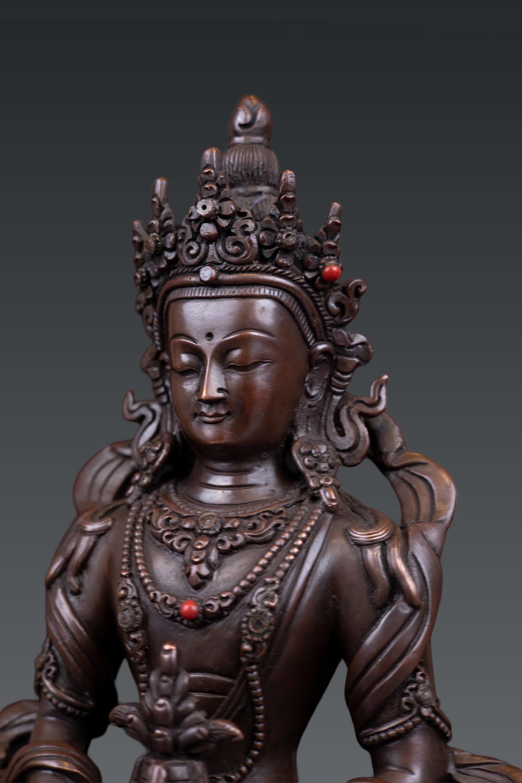 チベット仏教 アパリミタ・アミターユス仏像 銅酸化物銅像 彫刻 