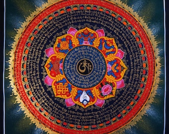 セール - 幸運を呼ぶ曼荼羅画 - ネパールの8つの縁起の良いシンボルの