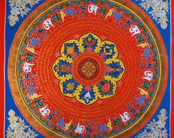 セール - 幸運を呼ぶ曼荼羅画 - ネパールの8つの縁起の良いシンボルの