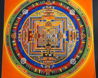 Kalachakra Mandala Thangka Painting, Tibetan Buddhism Art (90cm)