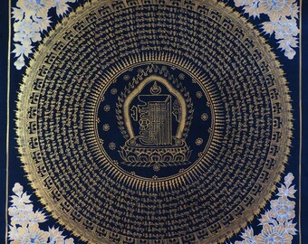 Handmade Kalachakra Mandala Thangka: Tibetan Buddhist Art