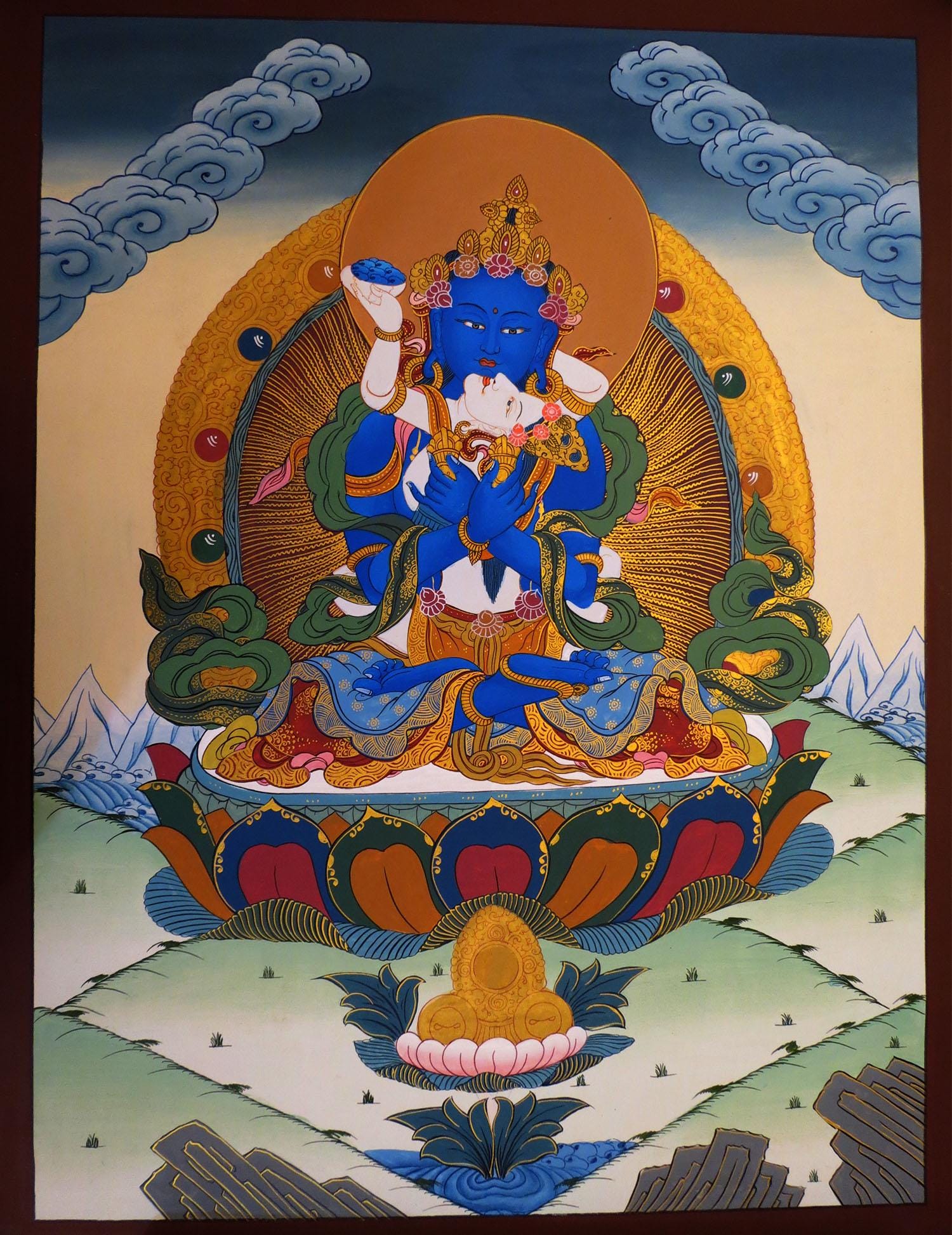 Tibetan Buddhism Lord Vajradhara With Consort (shakti) Dorje Chang