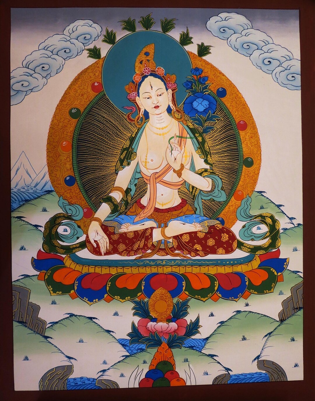 Tibetan Buddhism Goddess White Tara Rupa Dolma Hand Painting Thangka ...