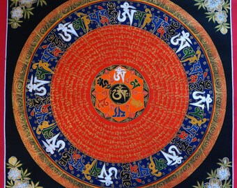 セール - 幸運を呼ぶ曼荼羅画 - ネパールの8つの縁起の良いシンボルの