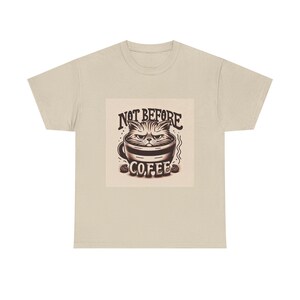Funny Cat Coffee Unisex Heavy Cotton Tee | Gifts for Cat Lovers, Coffee Lovers, Animal Enthusiasts, Birthday, Humor, Relaxation