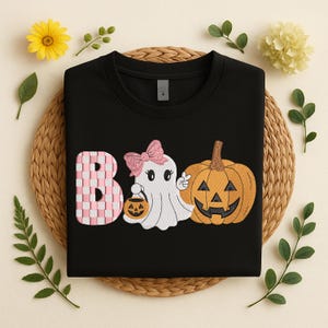 Boo Girl Ghost Embroidery Design: Halloween Machine Embroidery (Instant Download, 5 Sizes)