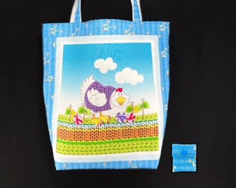 Knitting Project Bag Extra Large - "Henry Glass Happy Purple Chicken Knit Chicks"  (V)  Purse Style