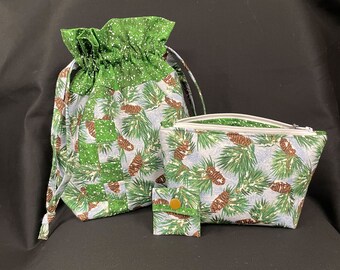 So beautiful!!  Knitting Project Bag - New! "Wintergreen" 2 Piece Knitting Bag Project Set (V)