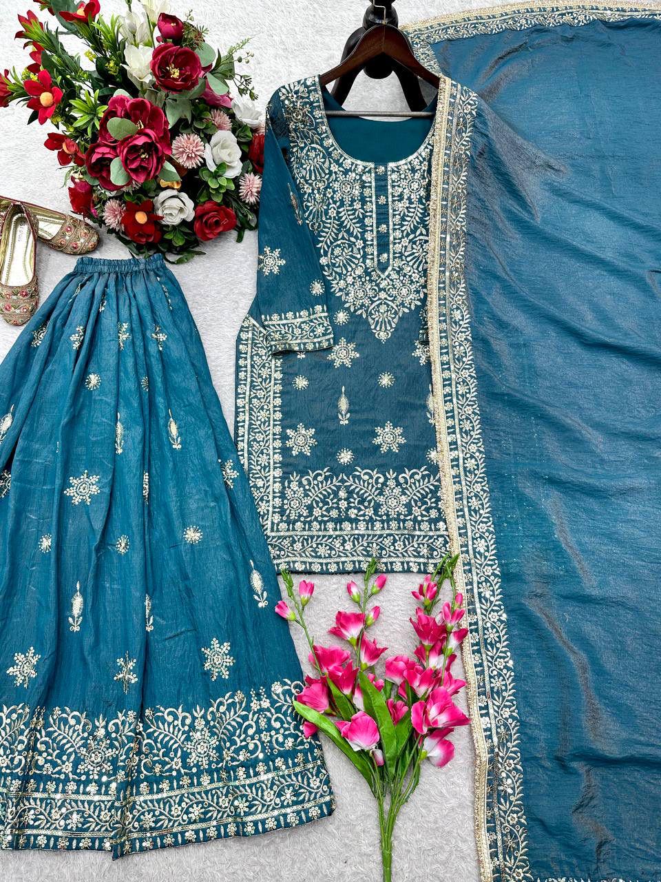 Presenting New Designer Party Wear Look Top Duppta and Sharahra