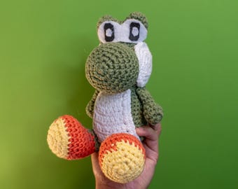 Crochet Yoshi Amigurumi, Handmade Plush Toy (7 Inches)