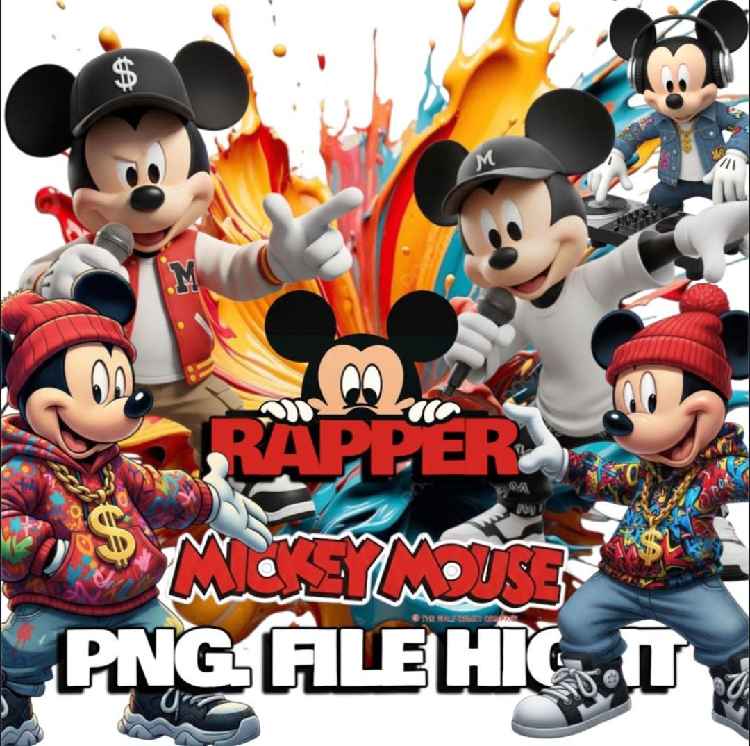 Mickey Mouse Rapper PNG Bundle: Hip Hop Gangster Designs (digital ...
