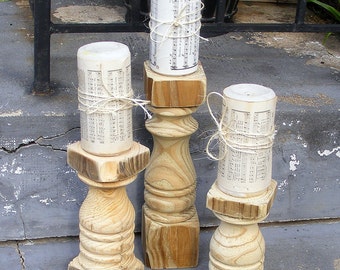 FREE SHIPPINGCandlesticks (set of 3) Handcrafted Rustic Balustrade