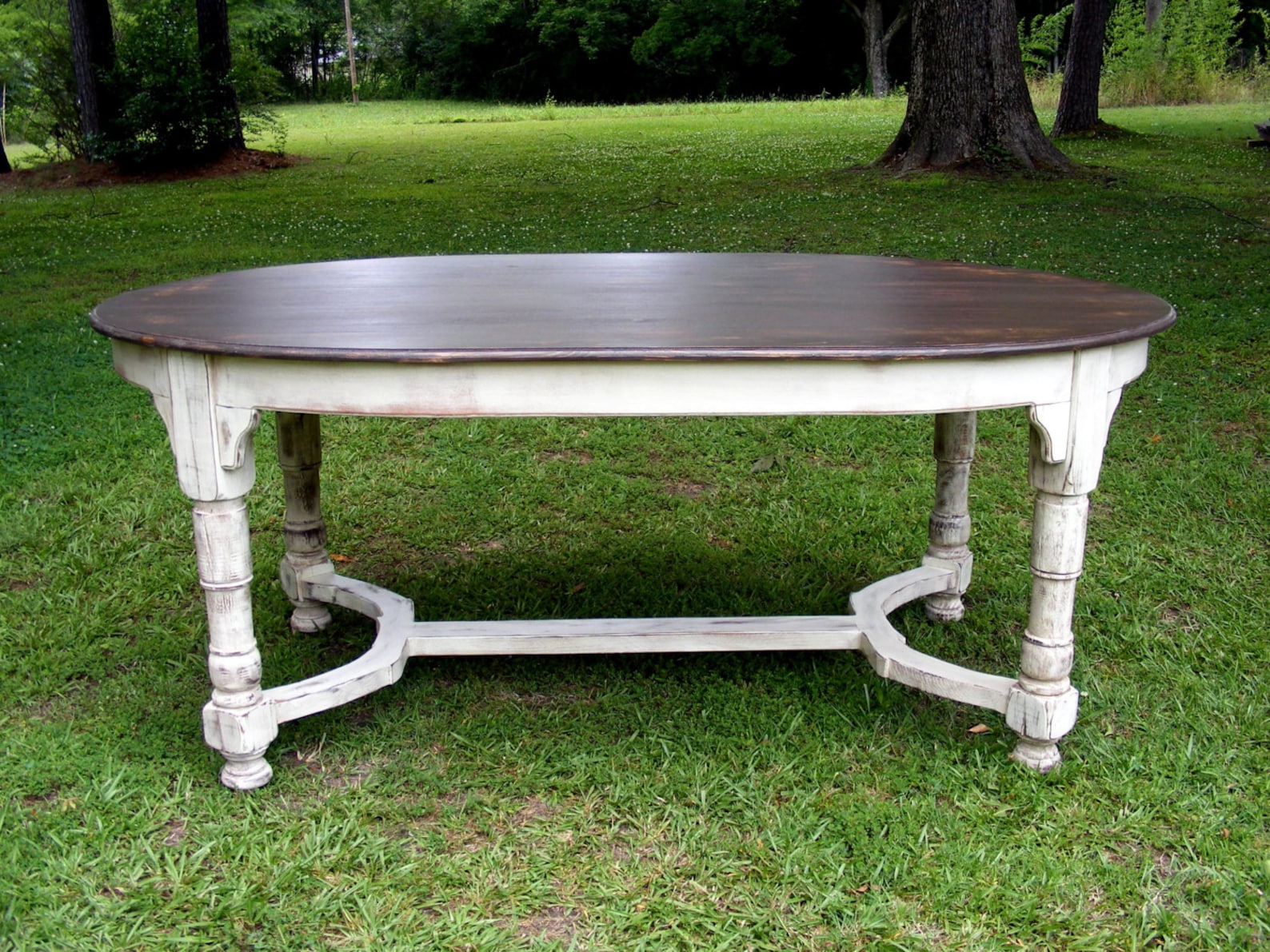 Oval Dining Table Completely Handcrafted Distress Brown Top - Etsy